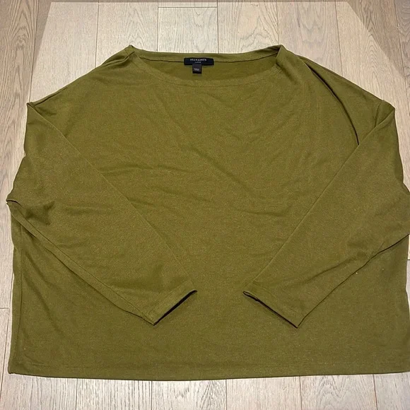 All Saints Ladies Size L Green Polyester Mix Long Sleeve Top - Picture 1 of 8
